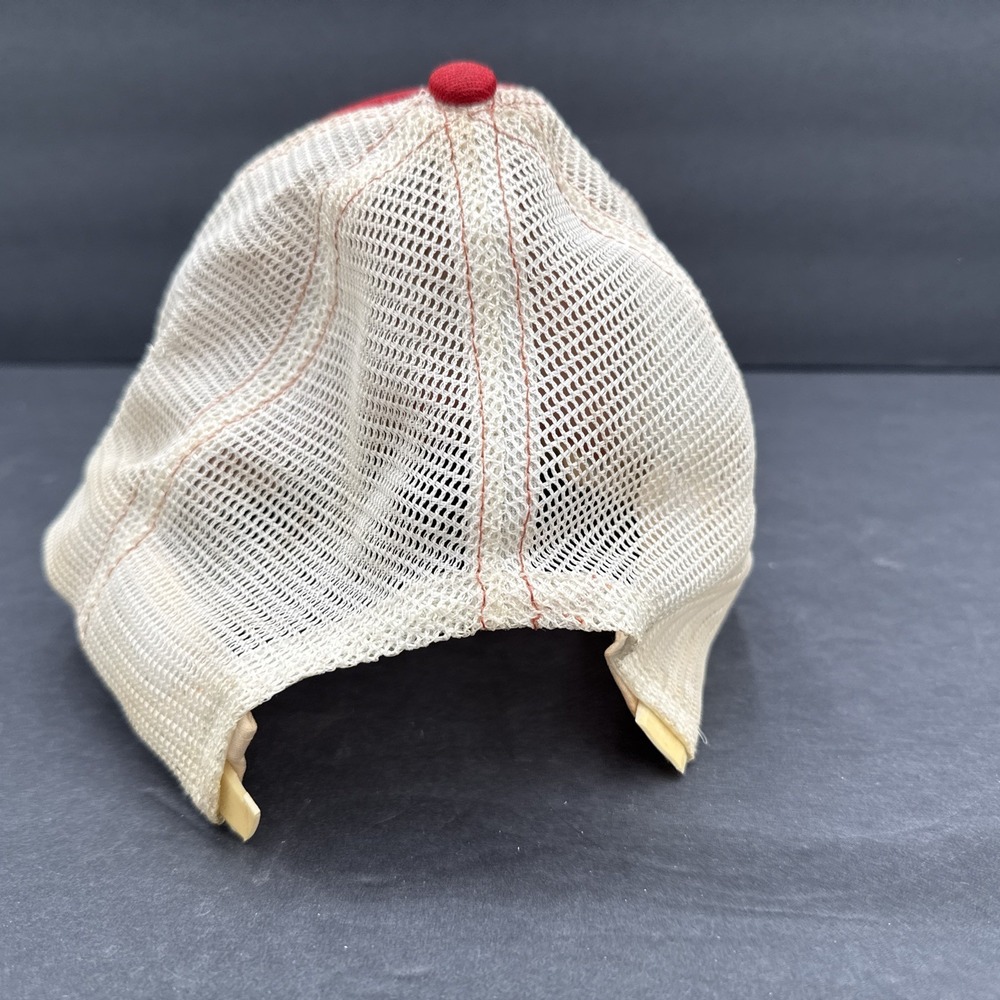Vtg Snap Back Cap Budweiser Trucker Baseball Cap Hat Red Yellow USA Large - Picture 4 of 6